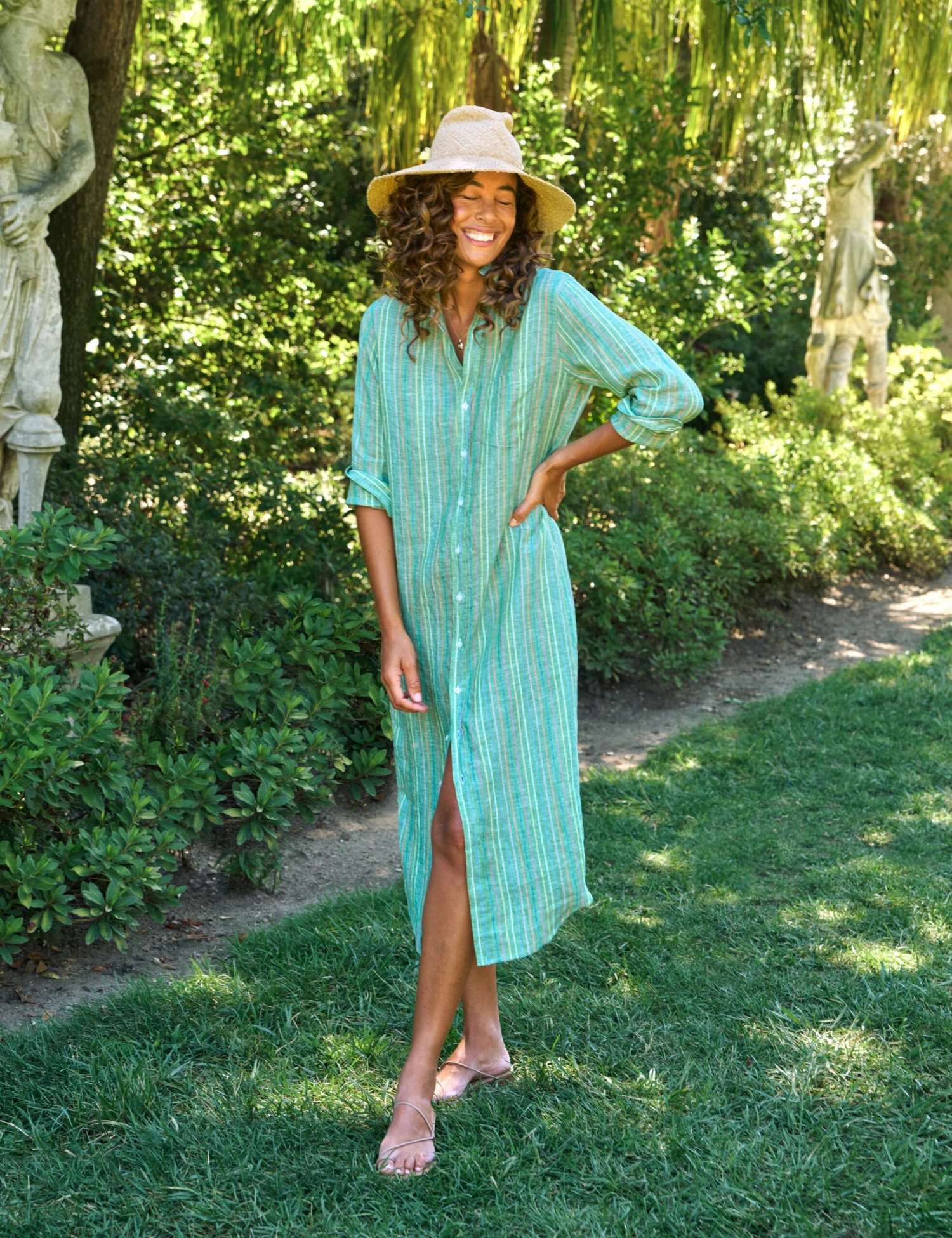 RORY Green Multi Stripe, Italian Classic Linen 1 RORY Green Multi Stripe, Italian Classic Linen