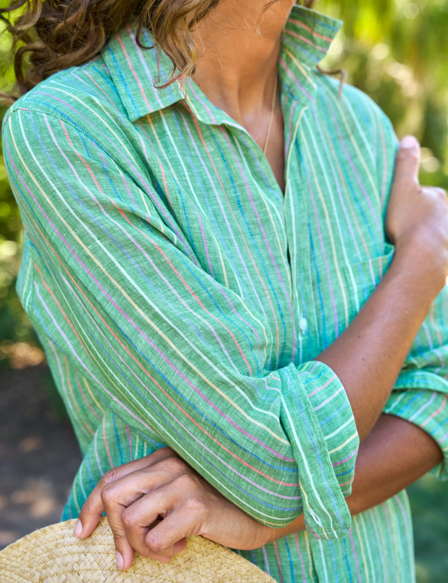 RORY Green Multi Stripe, Italian Classic Linen 2 RORY Green Multi Stripe, Italian Classic Linen - Image 2