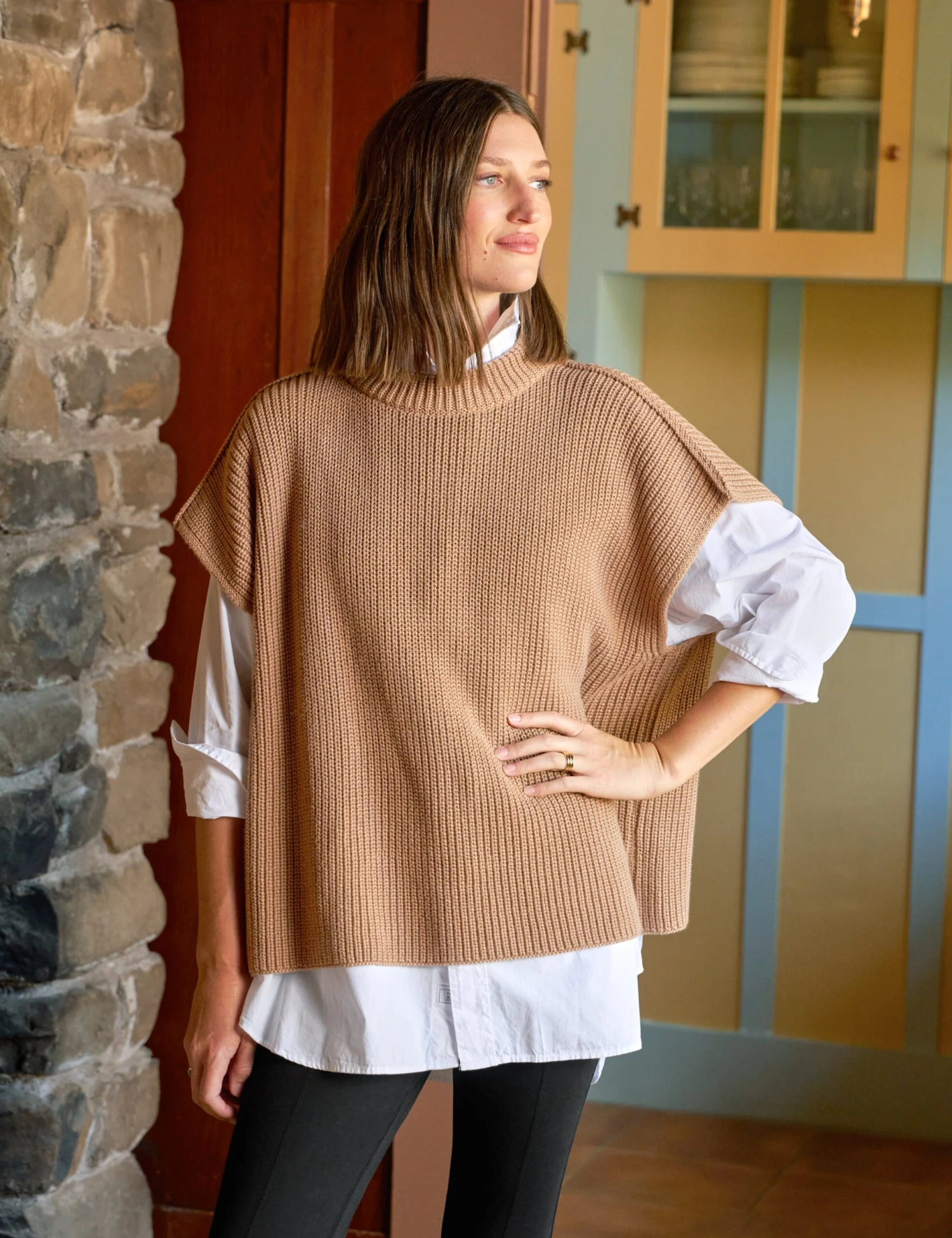 MONTECITO VEST Camel, Pure Italian Cotton 1 MONTECITO VEST Camel, Pure Italian Cotton