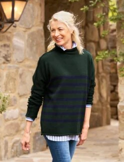 MONTEREY Green With Navy Stripe, Pure Italian Cotton 8 MONTEREY Green With Navy Stripe, Pure Italian Cotton -Frank And Eileen Shop 16 EILEEN BGWS SWEATER01 GNSK DERRY 1999 Kristine Szabo 24FA 1460 sRGB