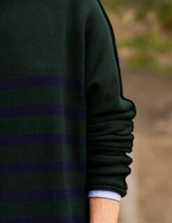 MONTEREY Green With Navy Stripe, Pure Italian Cotton 7 MONTEREY Green With Navy Stripe, Pure Italian Cotton -Frank And Eileen Shop 16 EILEEN BGWS SWEATER01 GNSK DERRY 1999 Kristine Szabo 24FA 1473 sRGB