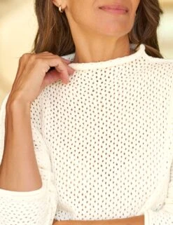 MONTEREY POINTELLE Ivory, Pure Italian Cotton -Frank And Eileen Shop 22 SWEATER06 IVYK WATERFORD NAVY SIMONE SU25 JULY 2016 sRGB