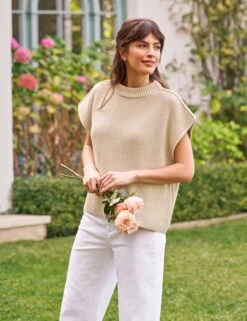 MONTECITO VEST Sand, Pure Italian Cotton