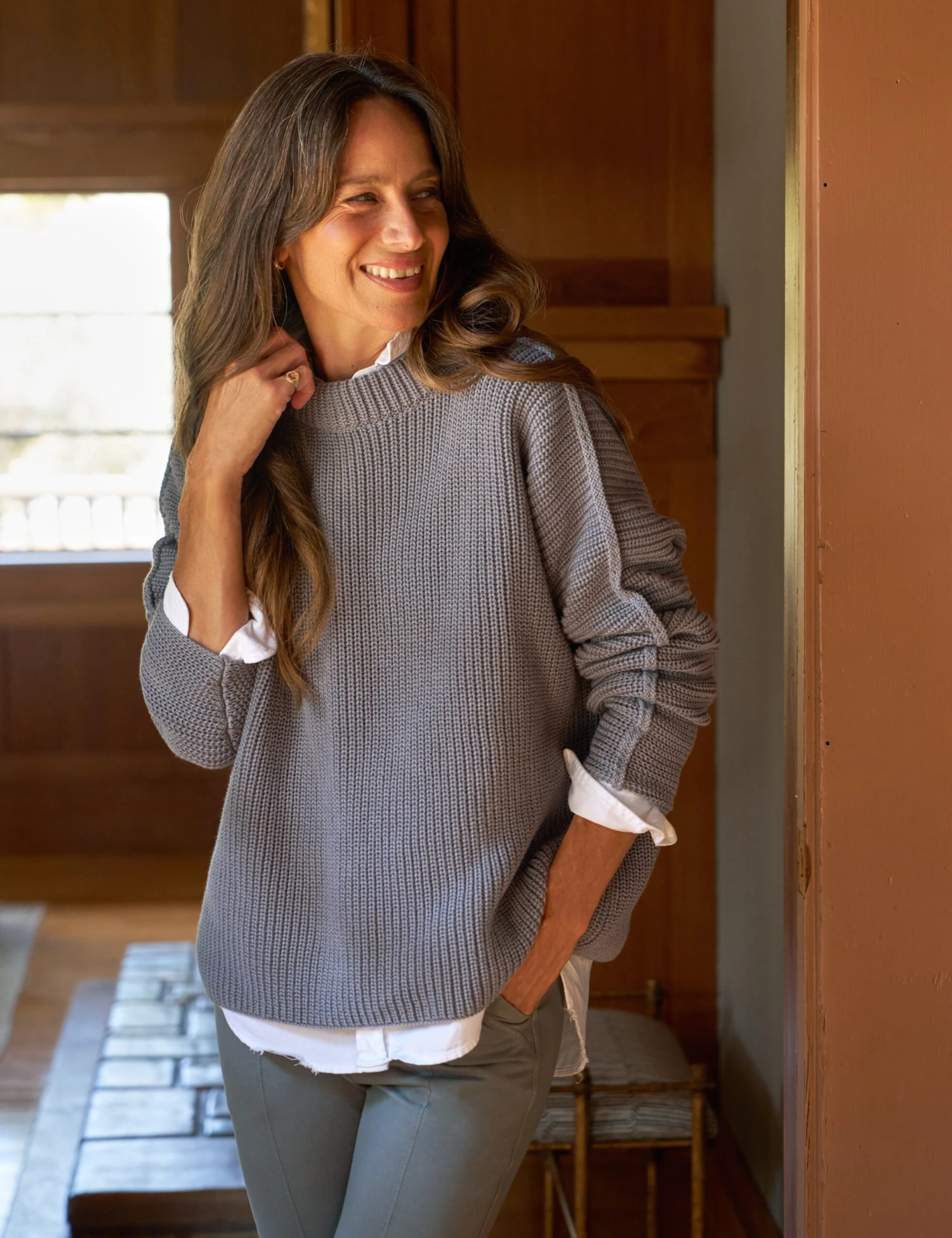 MONTECITO SWEATER Elephant, Pure Italian Cotton 4 MONTECITO SWEATER Elephant, Pure Italian Cotton - Image 4