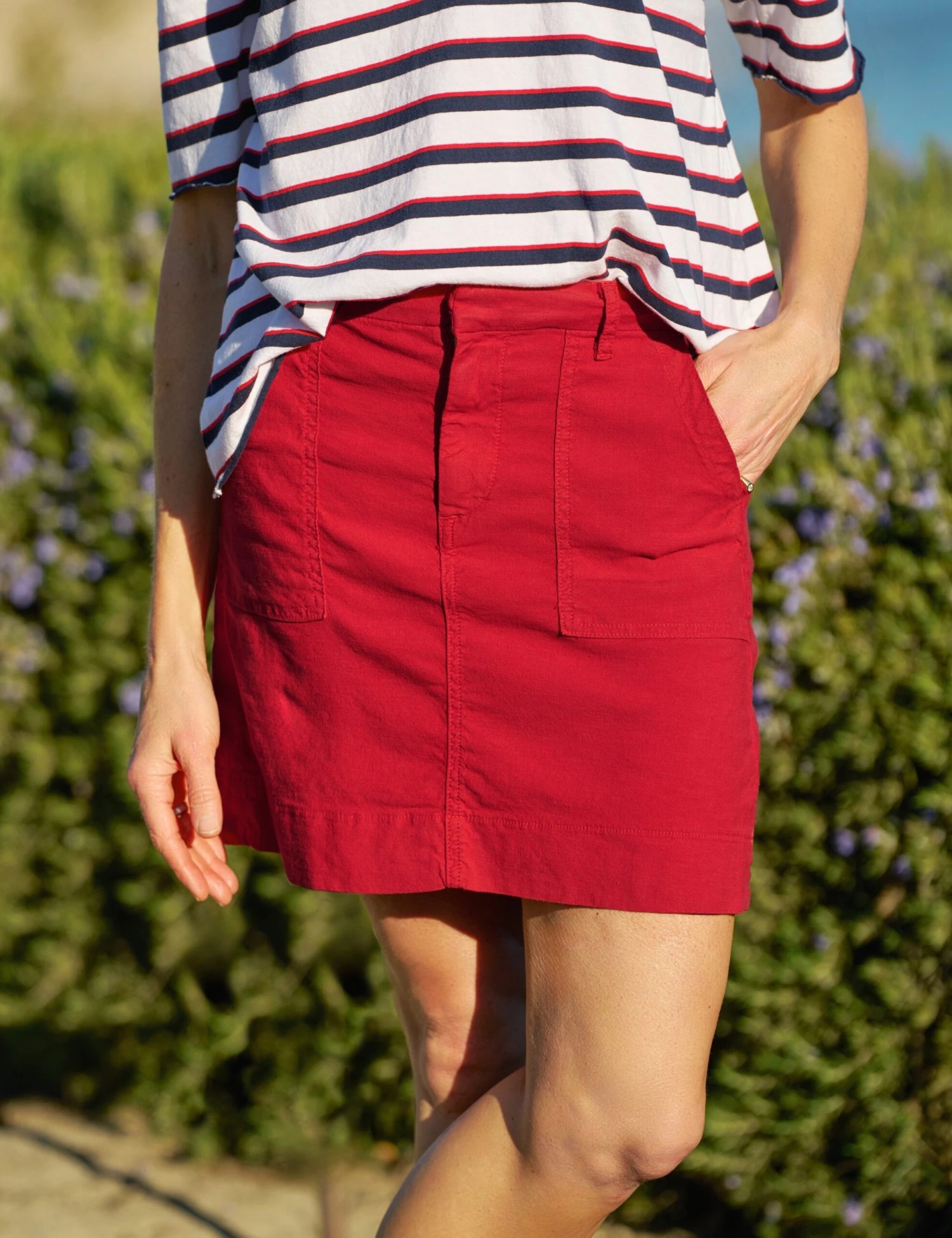 JAMESON SKIRT Double Decker Red, Italian Performance Linen 3 JAMESON SKIRT Double Decker Red, Italian Performance Linen - Image 3