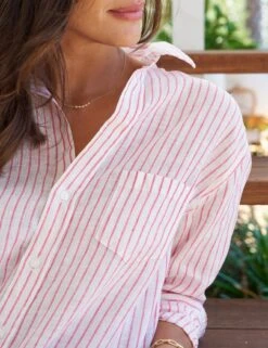 MARY Pink Stripe, Classic Linen 6 MARY Pink Stripe, Classic Linen -Frank And Eileen Shop 34 MARY pnkl Model RachelleBell 23FA 3277