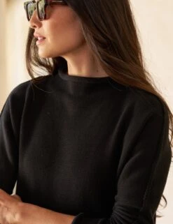 MONTEREY Black, Pure Italian Cotton -Frank And Eileen Shop 36 KILLIAN WHD SWEATER01 BLKK Jessica Mau 24SP 3963 sRGB