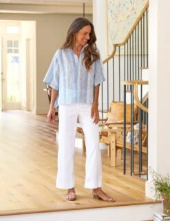 ROSIE Blue Multi Stripe, Italian Classic Linen -Frank And Eileen Shop 39 ROSIE MSTB WEXFORD WTL SIMONE SU25 JULY 2798 sRGB