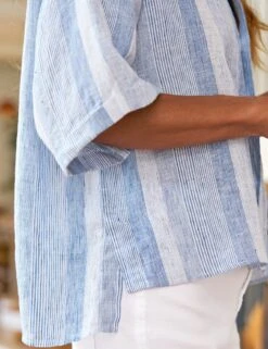 ROSIE Blue Multi Stripe, Italian Classic Linen -Frank And Eileen Shop 39 ROSIE MSTB WEXFORD WTL SIMONE SU25 JULY 2844 sRGB