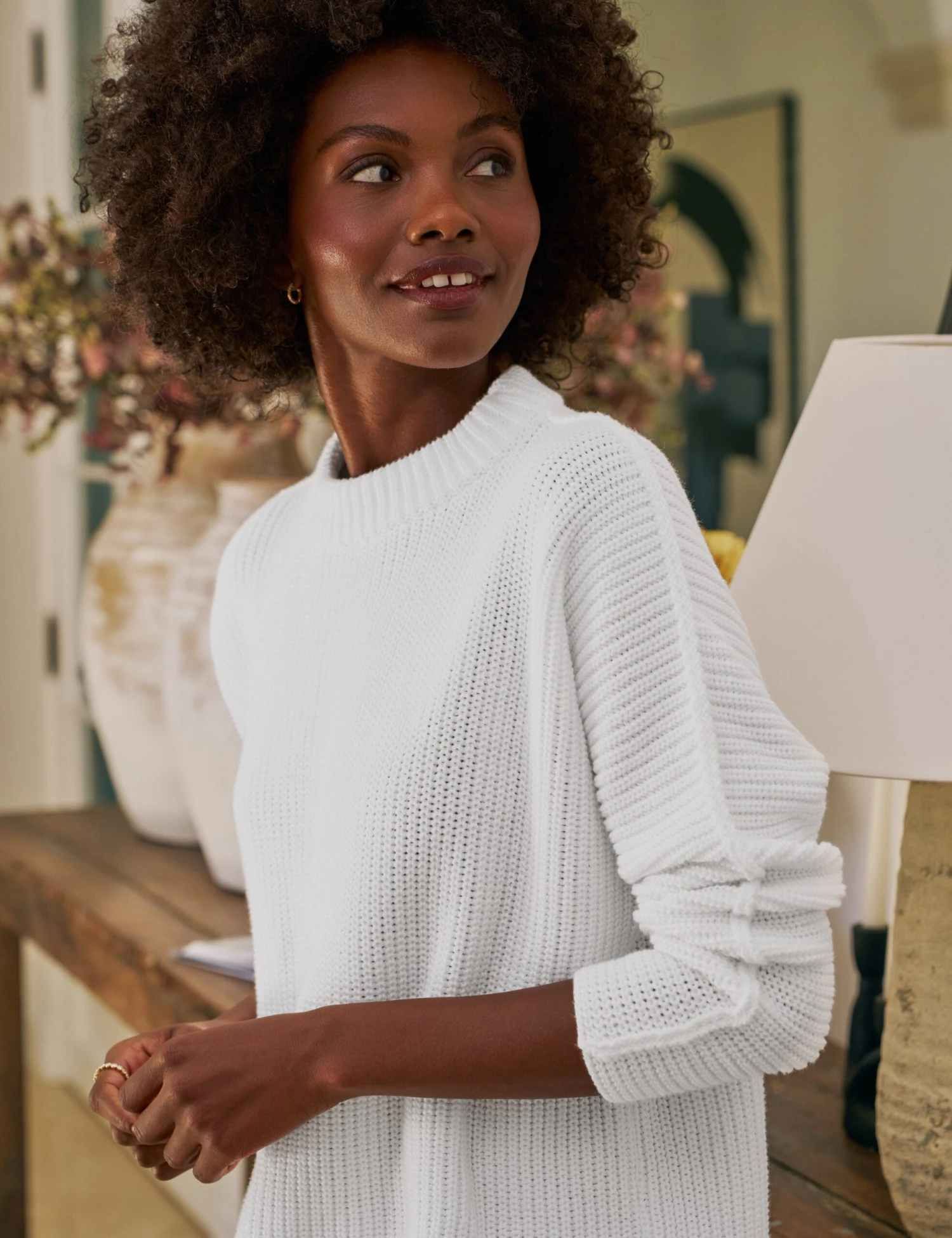 MONTECITO SWEATER White, Pure Italian Cotton 3 MONTECITO SWEATER White, Pure Italian Cotton - Image 3