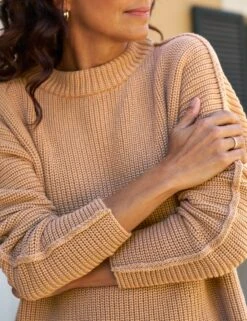 MONTECITO SWEATER Camel, Pure Italian Cotton -Frank And Eileen Shop 40 ILLUSION01 ANTW SWEATER02 CAMK JuliaOrtiz 25SP Pickup 2797 sRGB