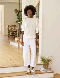 MONTEREY POINTELLE Ivory, Pure Italian Cotton -Frank And Eileen Shop 43 SWEATER06 IVYK LAB634TF WHT MILAN SU25 JULY 2268 sRGB