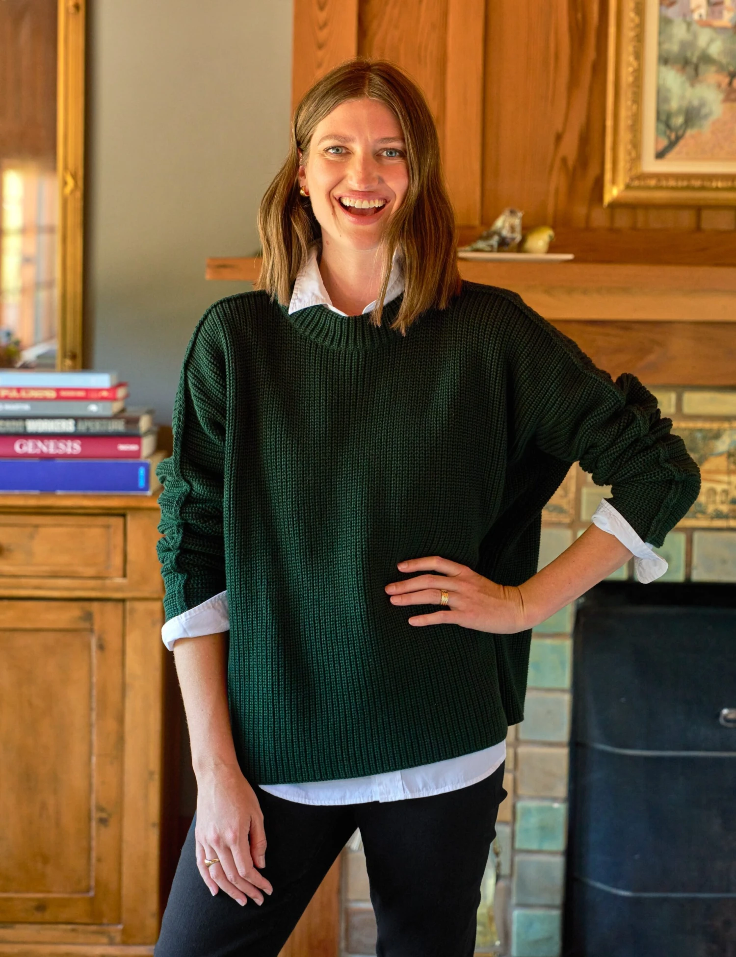 MONTECITO SWEATER British Racing Green, Pure Italian Cotton 4 MONTECITO SWEATER British Racing Green, Pure Italian Cotton - Image 4