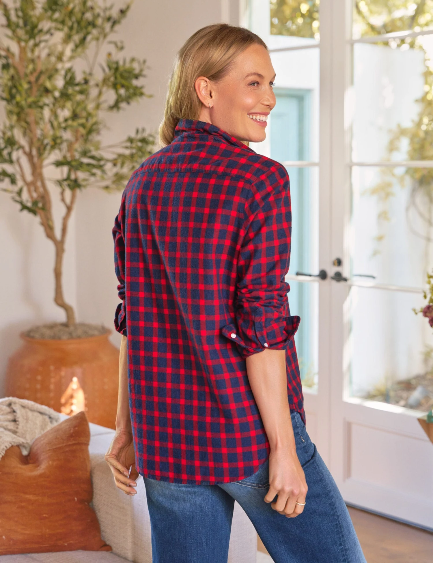EILEEN Red And Blue Plaid, Italian Flannel 2 EILEEN Red And Blue Plaid, Italian Flannel - Image 2