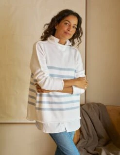 MONTEREY White With Ice Stripe, Pure Italian Cotton