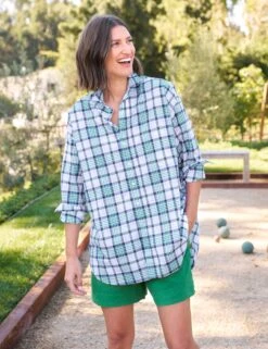 SHIRLEY Navy And Green Plaid, Superluxe