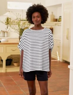 OLIVE Wide Navy French Stripe, Triple Fleece