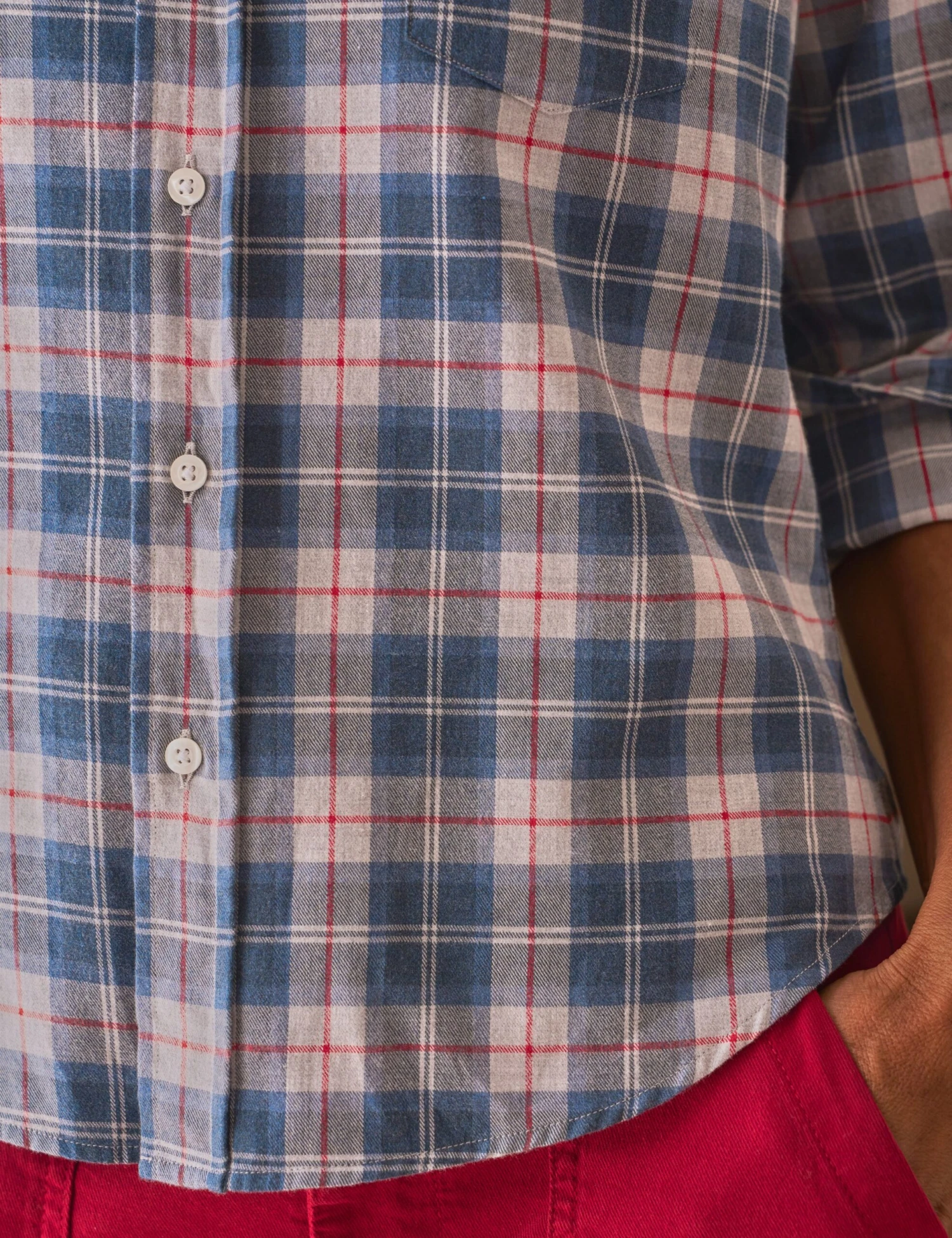 BARRY Gray With Blue And Red Plaid, Italian Flannel 3 BARRY Gray With Blue And Red Plaid, Italian Flannel - Image 3