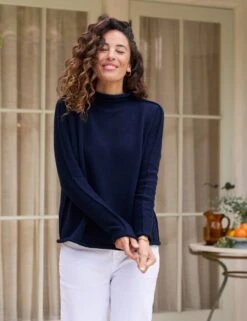 MONTEREY Navy, Pure Italian Cotton -Frank And Eileen Shop 75 WEXFORD WTL SWEATER01 NAVK Paloma Jonas 24SP 5608 sRGB