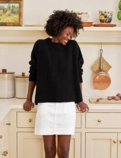 MONTECITO SWEATER Black, Pure Italian Cotton -Frank And Eileen Shop 84 SWEATER02 BLKK JAMESONSK WTL PALOMA SU25 JULY 4447 sRGB