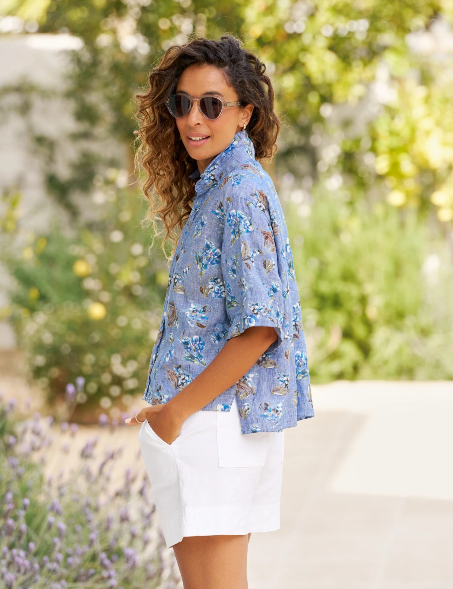 ROSIE Blue Floral, Italian Classic Linen 5 ROSIE Blue Floral, Italian Classic Linen - Image 5