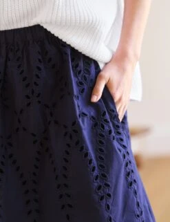 GRACE SKIRT Navy, Eyelet Cotton -Frank And Eileen Shop 9 SWEATER05 WHTK EYELETS NVP NATHALIE SU25 MAY 1060 sRGB