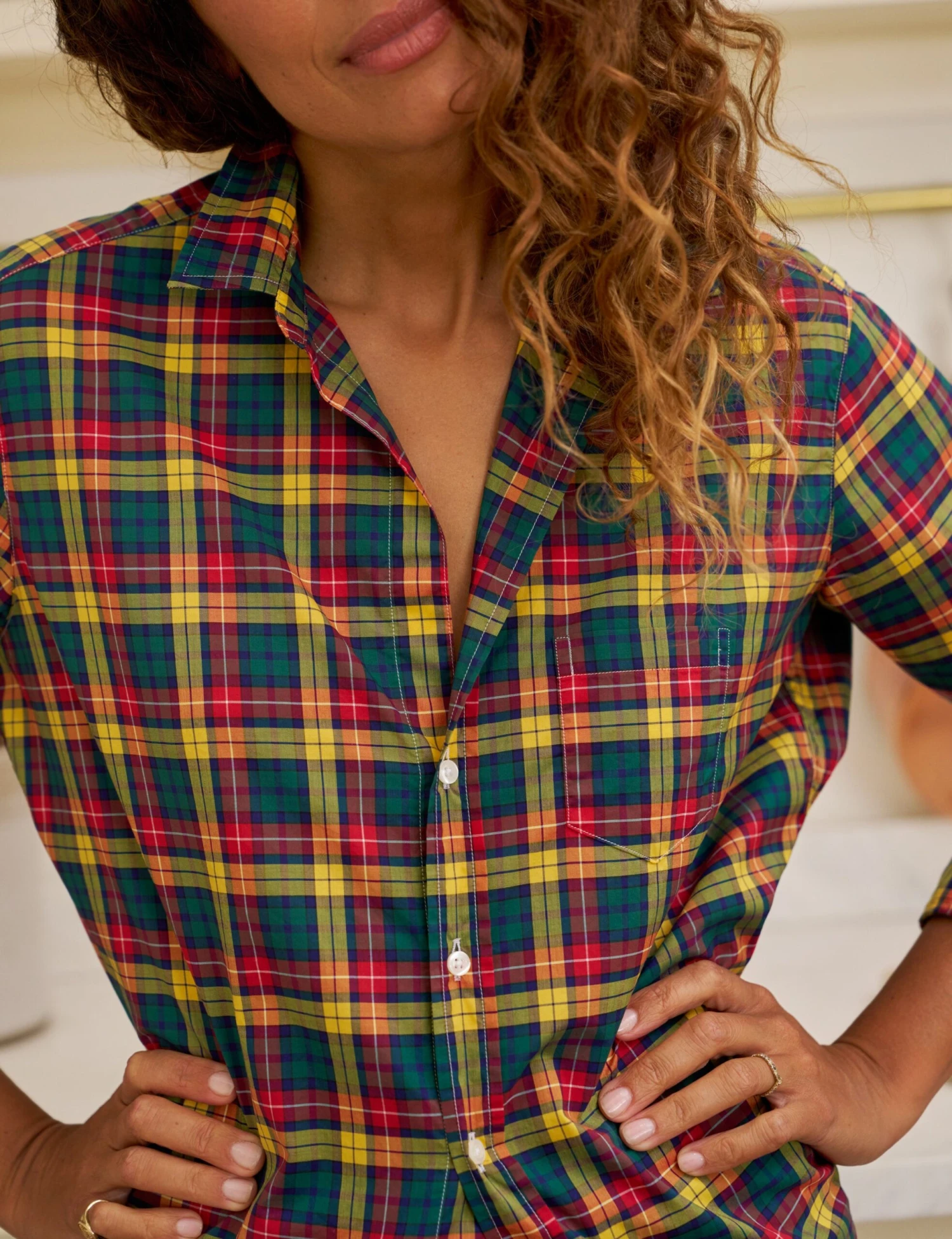 EILEEN Yellow And Red Plaid, Italian Classic Poplin 3 EILEEN Yellow And Red Plaid, Italian Classic Poplin - Image 3