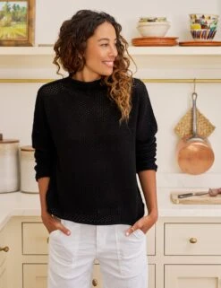 MONTEREY POINTELLE Black, Pure Italian Cotton