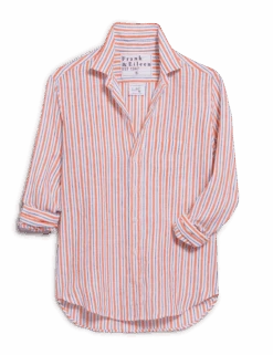 EILEEN Orange And Purple Stripe, Italian Classic Linen