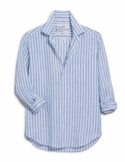 EILEEN White And Blue Stripe, Italian Classic Linen