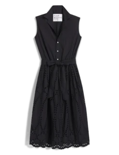 GRACE SLEEVELESS DRESS Black, Eyelet Cotton 11 GRACE SLEEVELESS DRESS Black, Eyelet Cotton -Frank And Eileen Shop EYELETSLD BLKP 01 1
