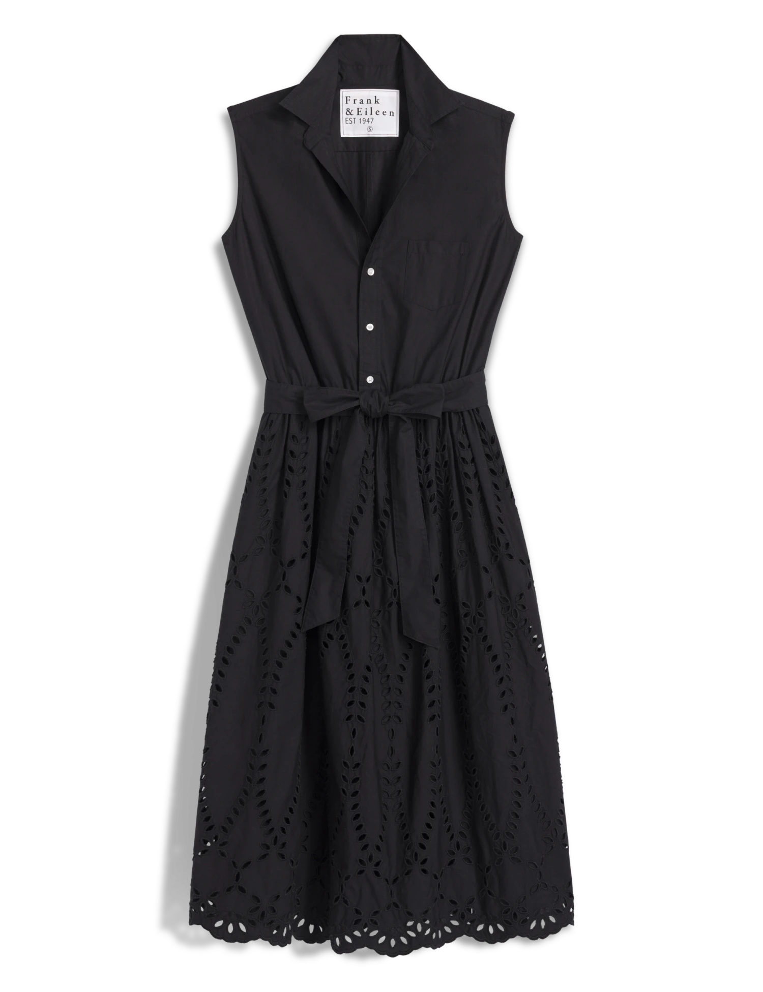 GRACE SLEEVELESS DRESS Black, Eyelet Cotton 6 GRACE SLEEVELESS DRESS Black, Eyelet Cotton - Image 6