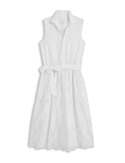 GRACE SLEEVELESS DRESS White, Eyelet Cotton 12 GRACE SLEEVELESS DRESS White, Eyelet Cotton -Frank And Eileen Shop EYELETSLD WHTP