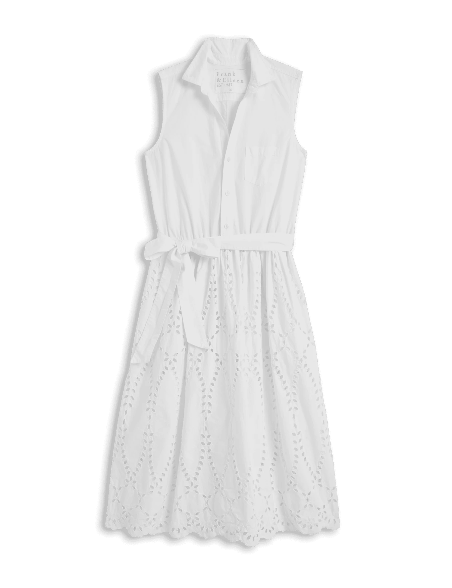 GRACE SLEEVELESS DRESS White, Eyelet Cotton 6 GRACE SLEEVELESS DRESS White, Eyelet Cotton - Image 6