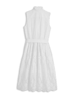 GRACE SLEEVELESS DRESS White, Eyelet Cotton 13 GRACE SLEEVELESS DRESS White, Eyelet Cotton -Frank And Eileen Shop EYELETSLD WHTP BACK