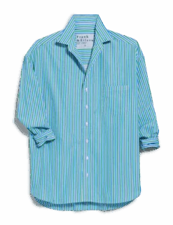 SHIRLEY Blue And Turquoise Stripe, Italian Cotton