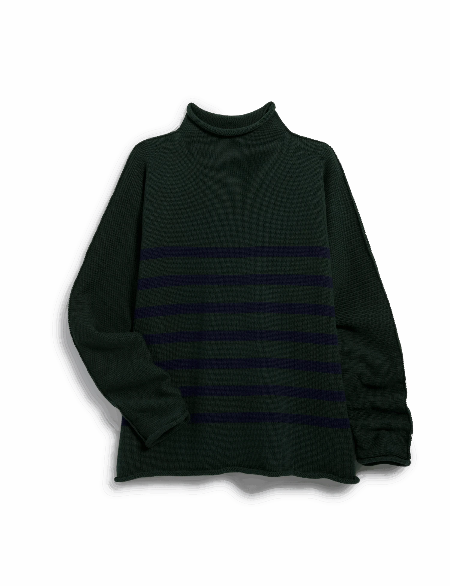 MONTEREY Green With Navy Stripe, Pure Italian Cotton 5 MONTEREY Green With Navy Stripe, Pure Italian Cotton - Image 5