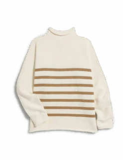 MONTEREY Cream With Camel Stripe, Pure Italian Cotton -Frank And Eileen Shop SWEATER01 ICSK
