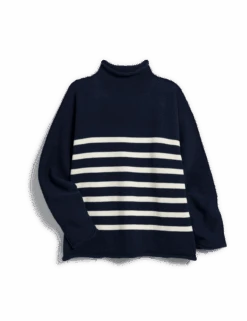 MONTEREY Navy With Cream Stripe, Pure Italian Cotton 9 MONTEREY Navy With Cream Stripe, Pure Italian Cotton -Frank And Eileen Shop SWEATER01 NISK