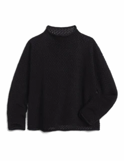MONTEREY POINTELLE Black, Pure Italian Cotton -Frank And Eileen Shop SWEATER06 BLKK 01